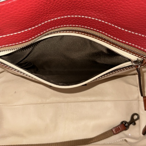 🔥🔥🔥Dooney & Bourke Red Leather Small Shopped Bag Satchel Crossbody Bag - Picture 12 of 14